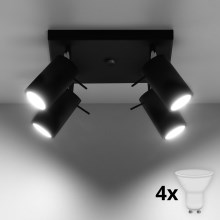 Brilagi -  LED Reflektor ASMUS 4xGU10/7W/230V črna