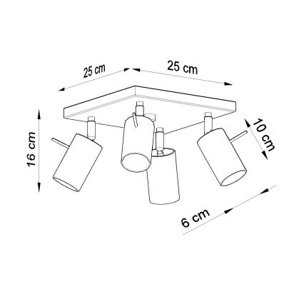 Brilagi -  LED Reflektor ASMUS 4xGU10/7W/230V črna