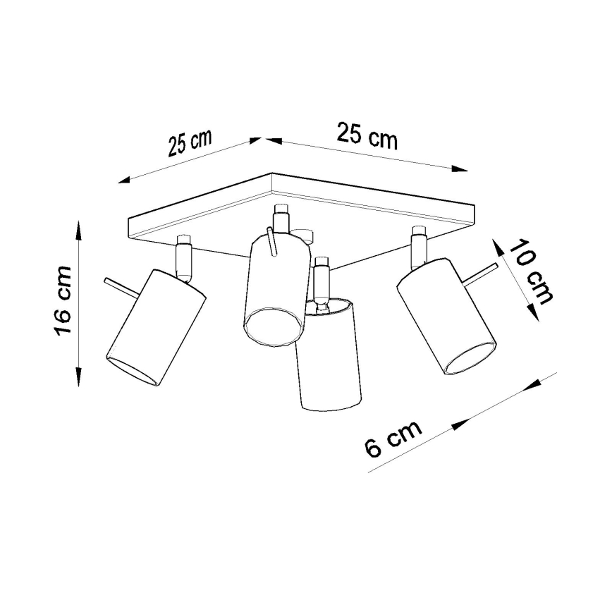 Brilagi -  LED Reflektor ASMUS 4xGU10/7W/230V črna