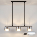 Brilagi - LED RGB+CCT zatemljiv lestenec na kablu AURA LUX 3xGX53/14W/230V 2700-6500K Wi-Fi Tuya črna/zadimljena