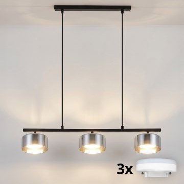 Brilagi - LED RGB+CCT zatemljiv lestenec na kablu AURA LUX 3xGX53/14W/230V 2700-6500K Wi-Fi Tuya črna/zadimljena