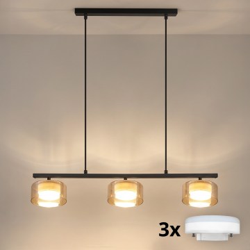 Brilagi - LED RGB+CCT zatemljiv lestenec na kablu AURA LUX 3xGX53/14W/230V 2700-6500K Wi-Fi Tuya črna/zlata