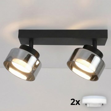 Brilagi - LED RGB+CCT zatemljiv stropni spot AURA LUX 2xGX53/14W/230V 2700-6500K Wi-Fi Tuya črna/dimljena