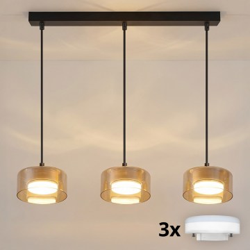 Brilagi - LED RGB+CCT zatemljiv viseči lestenec na kablu AURA LUX 3xGX53/14W/230V 2700-6500K Wi-Fi Tuya črna/zlata