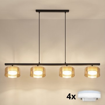 Brilagi - LED RGB+CCT zatemljiv viseči lestenec na kablu AURA LUX 4xGX53/14W/230V 2700-6500K Wi-Fi Tuya črna/zlata
