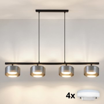 Brilagi - LED RGB+CCT Zatemnjevalni lestenec na kablu AURA LUX 4xGX53/14W/230V 2700-6500K Wi-Fi Tuya črna/dimljena