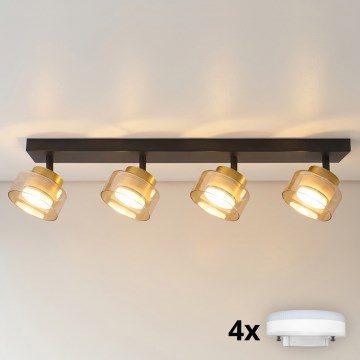 Brilagi - LED RGB+CCT zatemnjiva točkovna svetilka AURA LUX 4xGX53/14W/230V 2700-6500K Wi-Fi Tuya črna/zlata