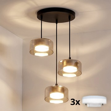 Brilagi - LED RGB+CCT zatemnljiv lestenec na jeklenem kablu AURA LUX 3xGX53/14W/230V 2700–6500K Wi-Fi Tuya črna/zlata