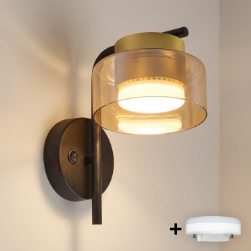 Brilagi - LED RGB+CCT zatemnljiva stenska svetilka AURA LUX 1xGX53/14W/230V 2700-6500K Wi-Fi Tuya črna/zlata