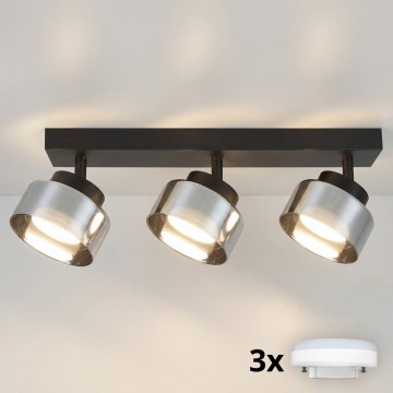 Brilagi - LED RGB+CCT Zatemnljivo točkovno svetilo AURA LUX 3xGX53/14W/230V 2700-6500K Wi-Fi Tuya črna/dimna