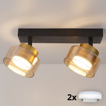 Brilagi - LED RGB+CCT zatemnljivo vgradno točkovno svetilo AURA LUX 2xGX53/14W/230V 2700-6500K Wi-Fi Tuya črna/zlata