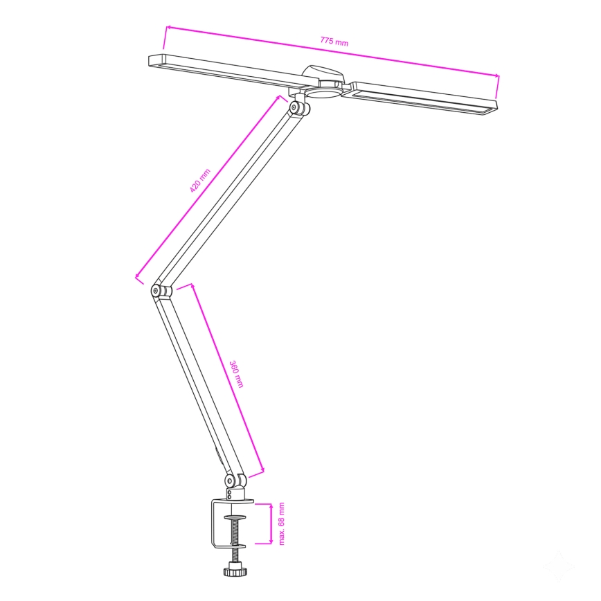 BRILAGI - LED RGBTW zatemnjevalna namizna svetilka na dotik s sponko VARIO LED/18W/230V 3000-6500K CRI 96 črna