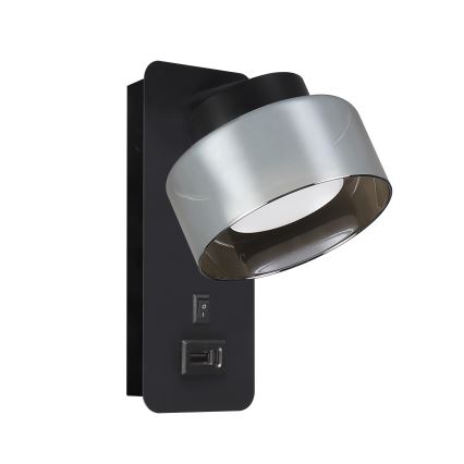 Brilagi - LED RGB+CCT stenska svetilka z zatemnjevanjem in USB priključkom AURA LUX 1xGX53/14W/230V 2700–6500K Wi‑Fi Tuya črna/dimna