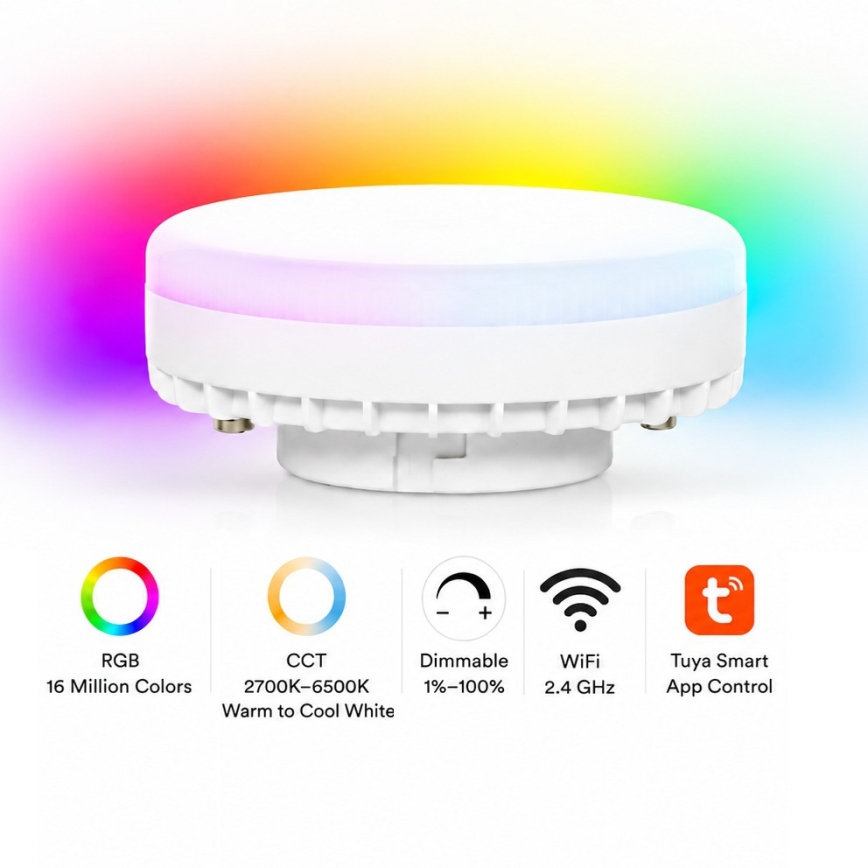 Brilagi - LED RGB+CCT zatemnljivo točkovno svetilo STRIPY 1xGX53/14W/230V 2700-6500K Wi-Fi Tuya belo