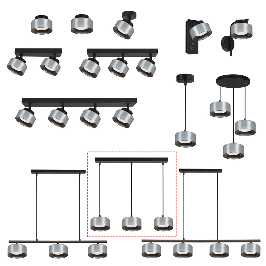Brilagi - LED RGB+CCT zatemnljiv lestenec na jeklenem kablu AURA LUX 3xGX53/14W/230V 2700-6500K Wi-Fi Tuya črna/dimna