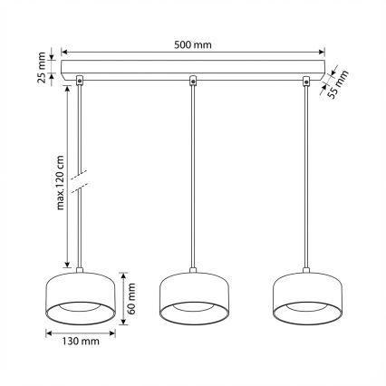 Brilagi - LED RGB+CCT zatemnljiv lestenec na jeklenem kablu AURA LUX 3xGX53/14W/230V 2700-6500K Wi-Fi Tuya črna/dimna