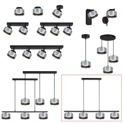 Brilagi - LED RGB+CCT Zatemnjevalni lestenec na kablu AURA LUX 4xGX53/14W/230V 2700-6500K Wi-Fi Tuya črna/dimljena