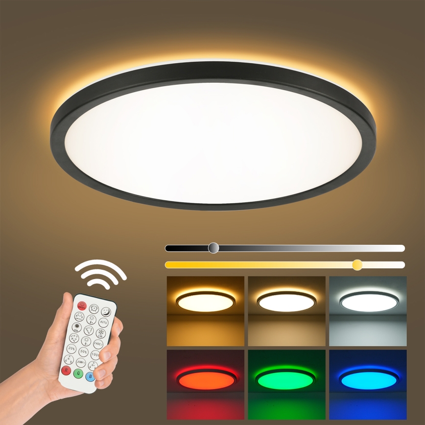 Brilagi - LED RGBW zatemnljivo stropno svetilo ULTRA SLIM LED/18W/230V 2700-6500K premera 30 cm črno + daljinski upravljalnik