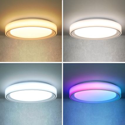 Brilagi - LED RGB Zatemnitvena stropna svetilka FLOCO LED/30W/230V 3000-6500K Wi-Fi Tuya + LED/6W + Daljinski upravljalnik