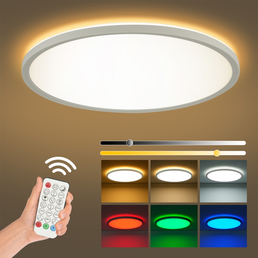 Brilagi - LED RGBW Zatemnitvena stropna svetilka ULTRA SLIM LED/18W/230V 2700-6500K pr. 30 cm bela + Daljinski upravljalnik