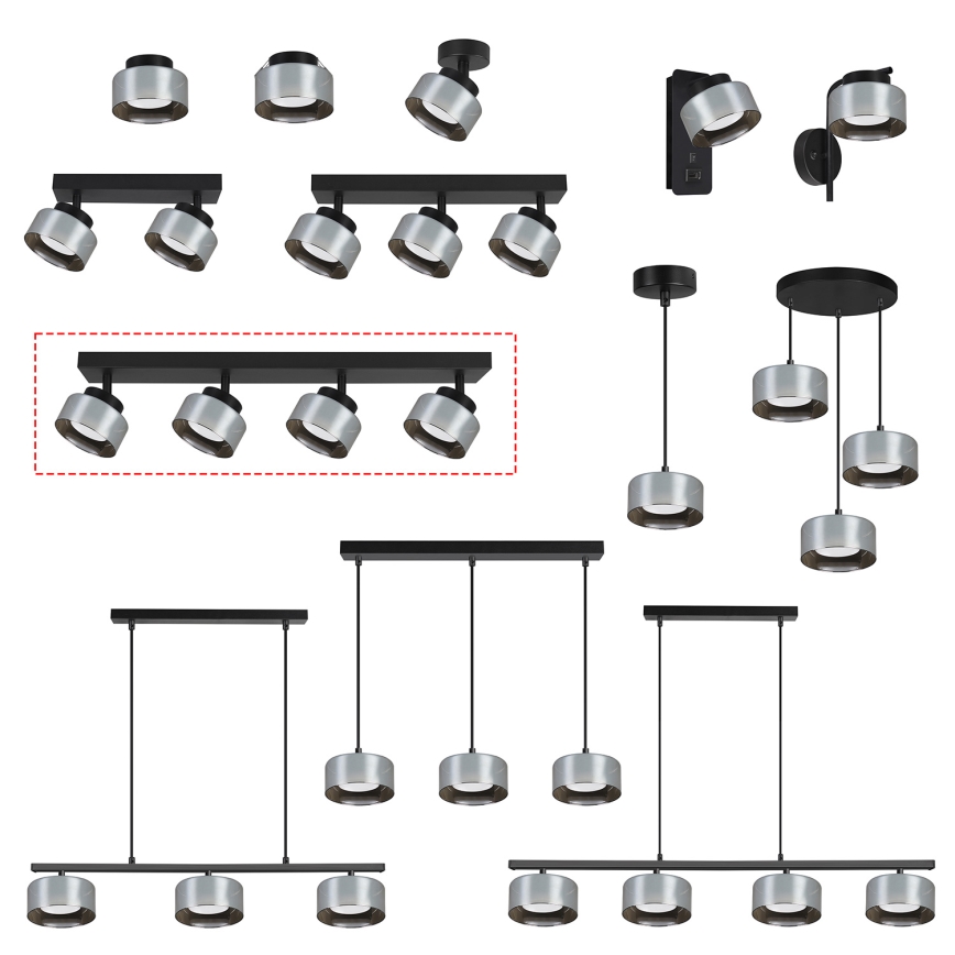 Brilagi - LED RGB+CCT zatemnjiva vgradna točkovna svetilka AURA LUX 4xGX53/14W/230V 2700-6500K Wi-Fi Tuya črna/dimljena