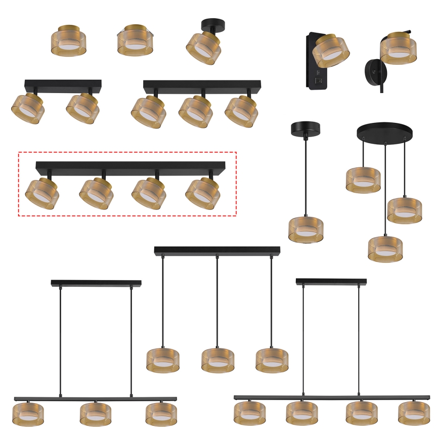 Brilagi - LED RGB+CCT zatemnjiva točkovna svetilka AURA LUX 4xGX53/14W/230V 2700-6500K Wi-Fi Tuya črna/zlata