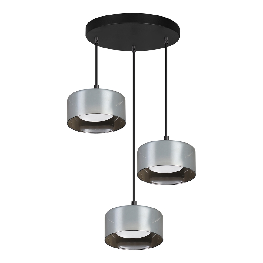 Brilagi - LED RGB+CCT zatemljiv viseči luster na jekleni vrvici AURA LUX 3xGX53/14W/230V 2700-6500K Wi-Fi Tuya črna/zadimljena