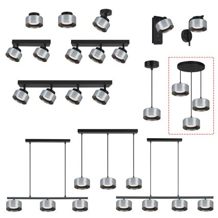 Brilagi - LED RGB+CCT zatemljiv viseči luster na jekleni vrvici AURA LUX 3xGX53/14W/230V 2700-6500K Wi-Fi Tuya črna/zadimljena