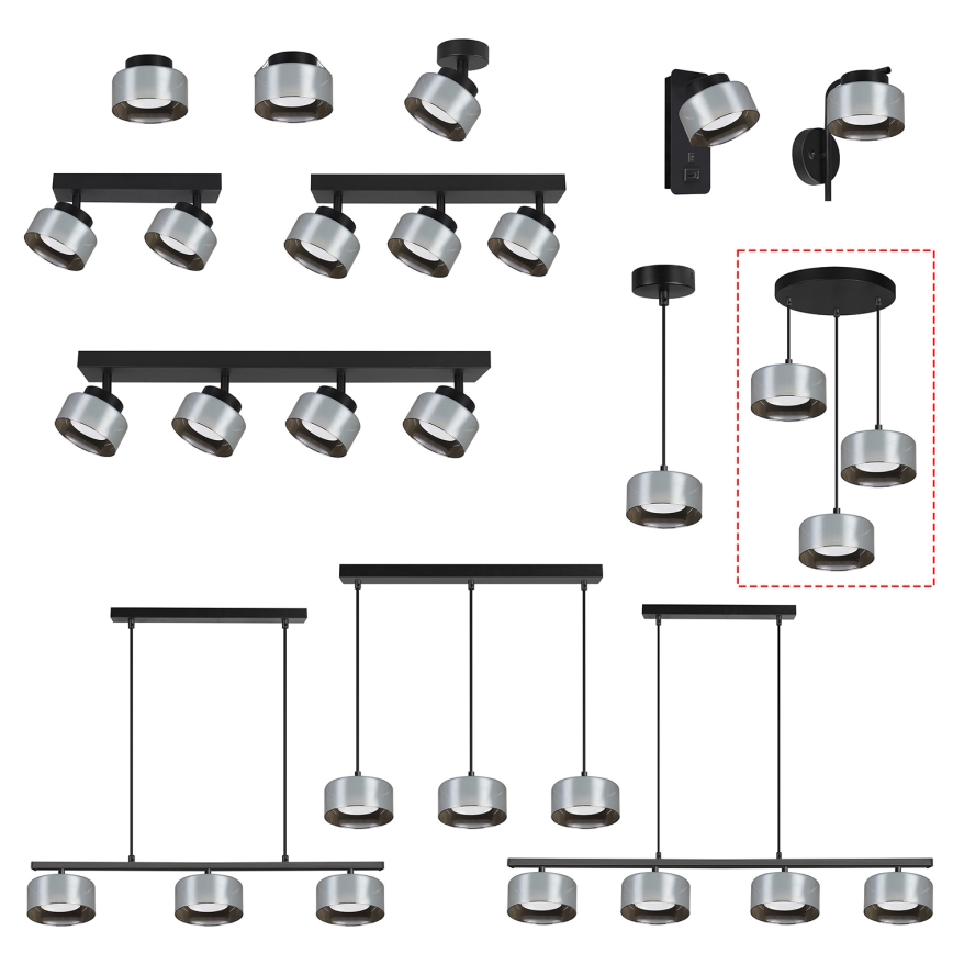 Brilagi - LED RGB+CCT zatemljiv viseči luster na jekleni vrvici AURA LUX 3xGX53/14W/230V 2700-6500K Wi-Fi Tuya črna/zadimljena