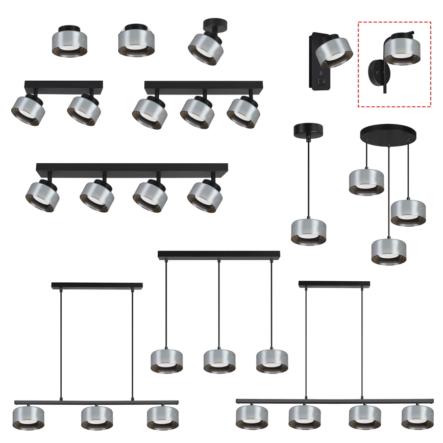 Brilagi - LED RGB+CCT zatemnjevalna stenska svetilka AURA LUX 1xGX53/14W/230V 2700-6500K Wi-Fi Tuya črna/dimna