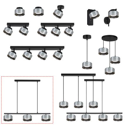 Brilagi - LED RGB+CCT zatemljiv lestenec na kablu AURA LUX 3xGX53/14W/230V 2700-6500K Wi-Fi Tuya črna/zadimljena