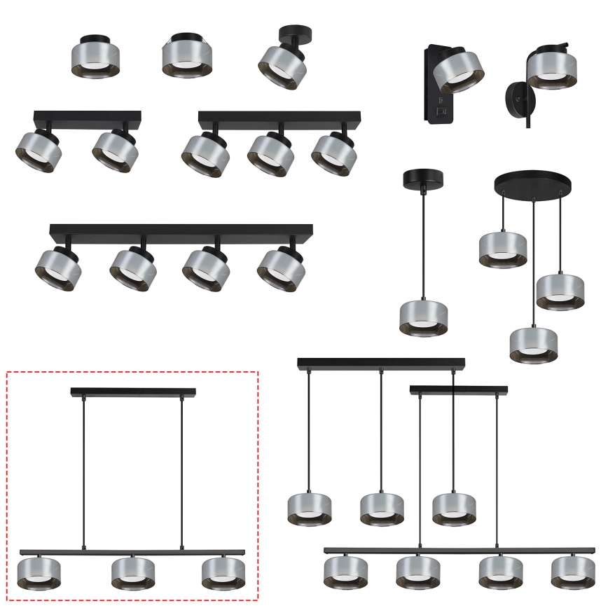 Brilagi - LED RGB+CCT zatemljiv lestenec na kablu AURA LUX 3xGX53/14W/230V 2700-6500K Wi-Fi Tuya črna/zadimljena
