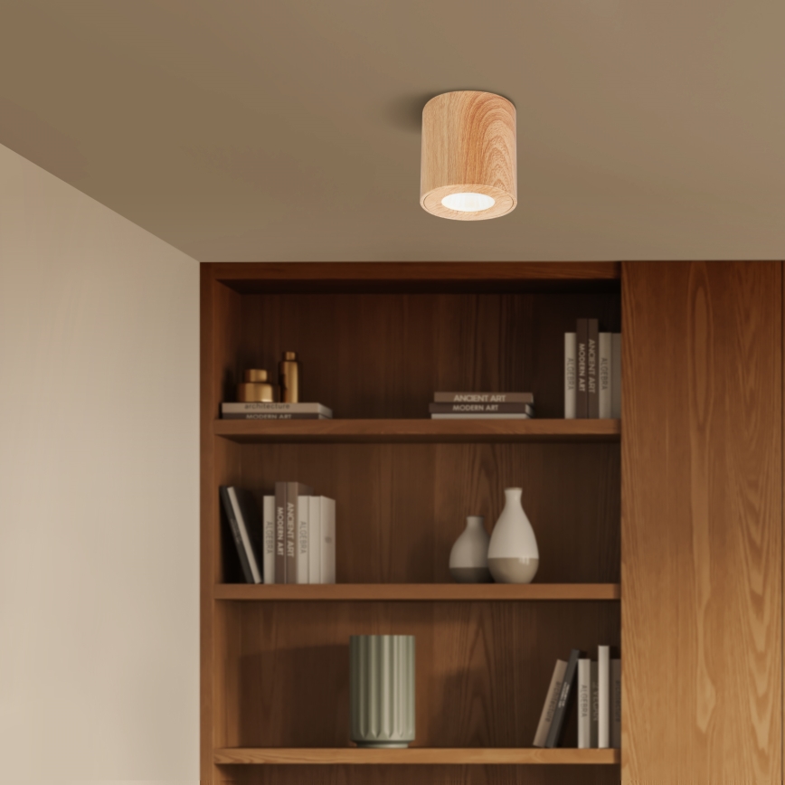 Brilagi - LED RGBW zatemnljivo kopalniško svetilo MIA 1xGU10/4,8W/230V 3000K 84x80 mm dekor hrasta IP44 + daljinski upravljalnik
