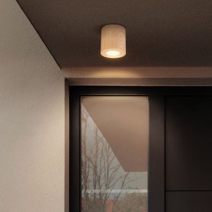 Brilagi - LED RGBW zatemnljivo kopalniško svetilo MIA 1xGU10/4,8W/230V 3000K 84x80 mm dekor hrasta IP44 + daljinski upravljalnik