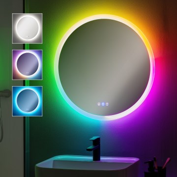 Brilagi - LED RGBW ogrevano kopalniško ogledalo CLARA PRO LED/18,5W/230V, premer 60 cm, IP44, CRI 90, zatemnljivo + CCT