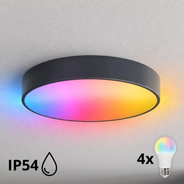 BRILAGI - LED RGBW stropna kopalniška svetilka CLARE 4xE27/12W/230V z možnostjo zatemnitve, premer 50 cm, antracit, IP54