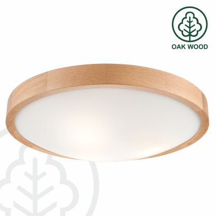 Brilagi - LED RGBW zatemnljivo stropno svetilo CARVALHO SLIM 3xE27/15W/230V 2700-6500K Wi-Fi hrast, premer 47 cm