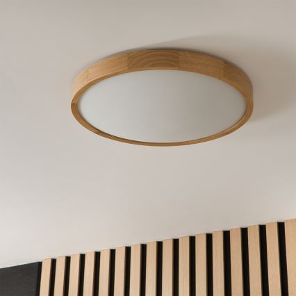Brilagi - LED RGBW zatemnljivo stropno svetilo CARVALHO SLIM 3xE27/9W/230V 2700-6500K Wi-Fi hrast, premer 47 cm