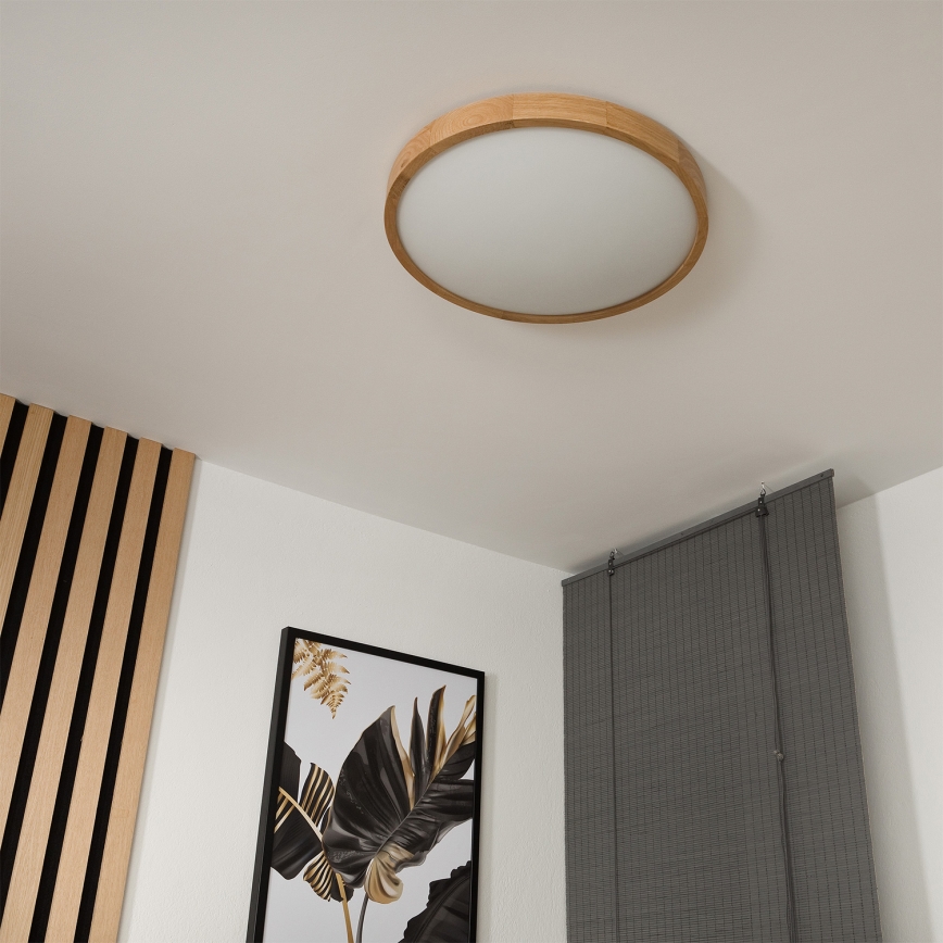 Brilagi - LED RGBW zatemnljivo stropno svetilo CARVALHO SLIM 3xE27/9W/230V 2700-6500K Wi-Fi hrast, premer 47 cm