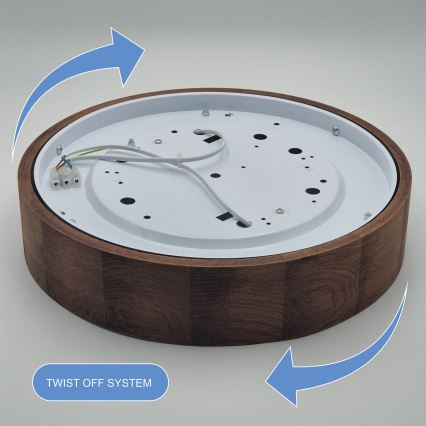 Brilagi - LED RGBW zatemnjiva stropna svetilka CARVALHO 2xE27/15W/230V 2700-6500K Wi-Fi hrast premer 37,5 cm