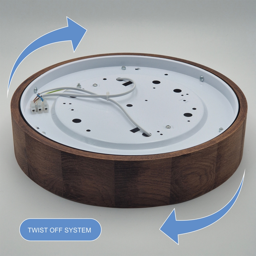 Brilagi - LED RGBW zatemnjiva stropna svetilka CARVALHO 2xE27/15W/230V 2700-6500K Wi-Fi hrast premer 37,5 cm