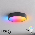 BRILAGI - LED RGBW stropna svetilka za kopalnico CLARE 3xE27/12W/230V, premer 40 cm, antracit, IP54, s možnostjo zatemnitve