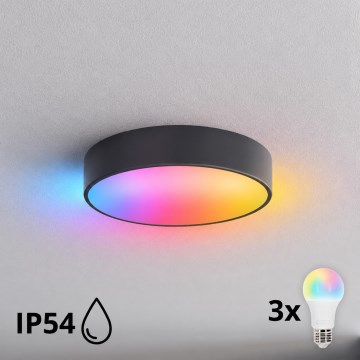 BRILAGI - LED RGBW stropna svetilka za kopalnico CLARE 3xE27/12W/230V, premer 40 cm, antracit, IP54, s možnostjo zatemnitve
