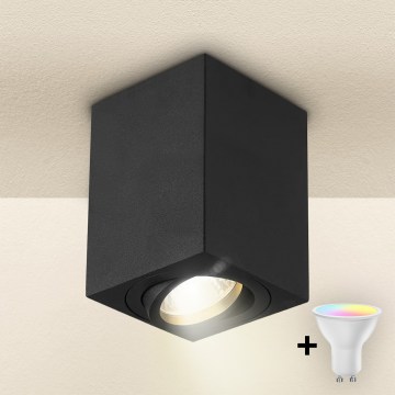 Brilagi - LED RGBW stropno točkovno svetilo MIA z možnostjo zatemnitve 1xGU10/4,8W/230V 3000K 100x80 mm črno + daljinski upravljalnik