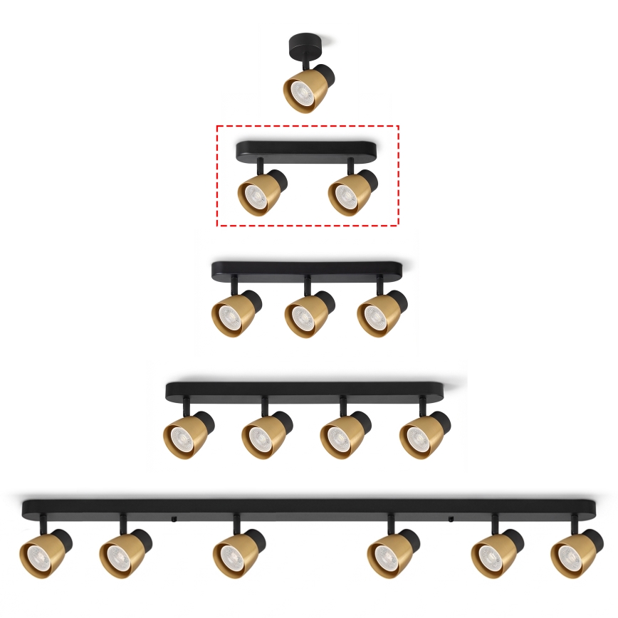 Brilagi - zatemnjiva LED RGBW usmerjena svetilka NUGGET 2xGU10/6W/230V 2700-6500K Wi-Fi črna/zlata