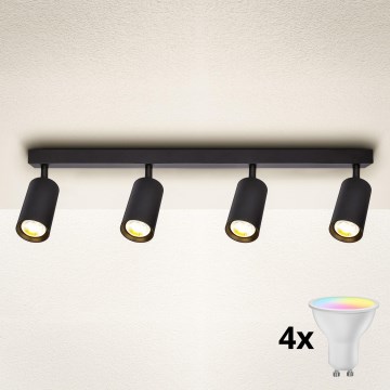 Brilagi - LED RGBW vgradno spot svetilo SELE 4xGU10/4,8W/230V 3000K v črni, z možnostjo zatemnitve + daljinski upravljalnik