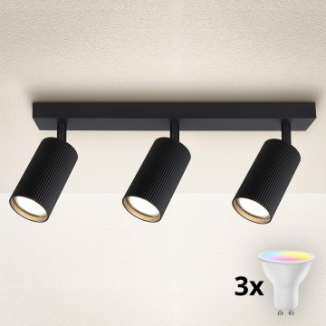 Brilagi - LED RGBW z možnostjo zatemnitve točkovno svetilo SELE MODERN 3xGU10/4,8W/230V 3000K črna + daljinski upravljalnik