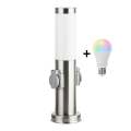 Brilagi - LED RGBW z možnostjo zatemnitve zunanja svetilka z 2 vtičnicami NOVA 1xE27/9W/230V 2700-6500K IP44 40 cm matni krom
