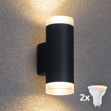 Brilagi - LED RGBW z nastavljivim zatemnjevanjem, zunanja stenska svetilka MATERA 2xGU10/4,8W/230V 3000K IP54 antracit + daljinski upravljalnik