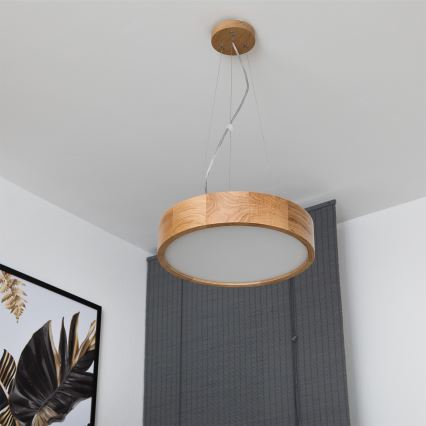 Brilagi - LED RGBW zatemljiv viseči lestenec CARVALHO 2xE27/9W/230V 2700-6500K Wi-Fi hrast premer 37 cm